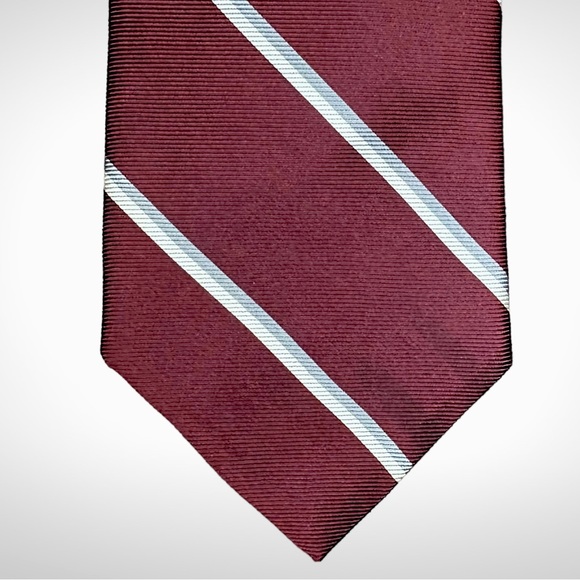 Christian Dior Burgundy Striped Neck Tie - Picture 8 of 8